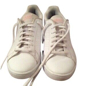 ADIDAS THREE STRIPE SHOE SNEAKER ADVANTAGE BASE WHITE PINK SIZE 8.5 PWJ 001004